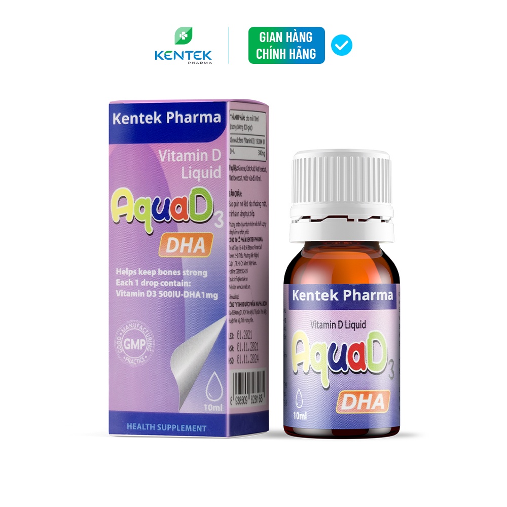 Dưỡng chất Aqua D3 DHA phát triển trí não, tăng chiều cao ở trẻ em (Chai 10ml)