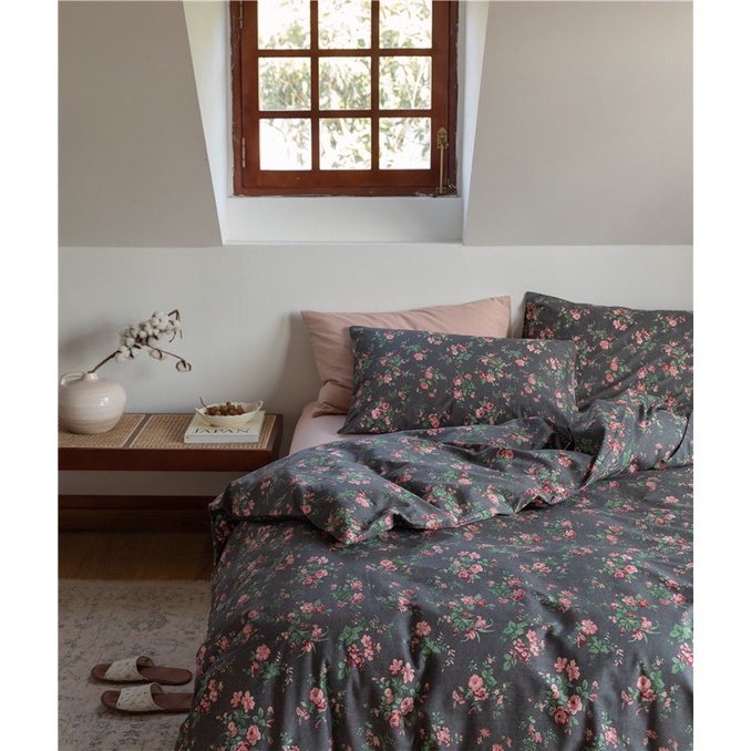 Set chăn ga 4 món cotton hoa hồng nhí hàng loại 1