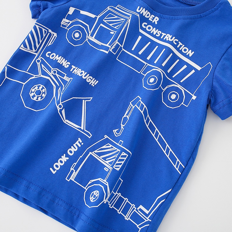 Áo Thun Cotton Tay Ngắn Cổ Tròn In Họa Tiết Hoạt Hình Dễ Thương Thời Trang Mùa Hè Cho Bé Trai