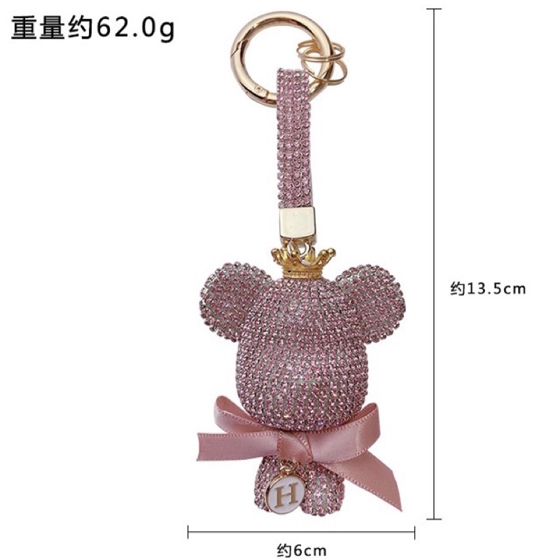 Móc khoá Bear Brick đính hạt đá nhân tạo cao cấp