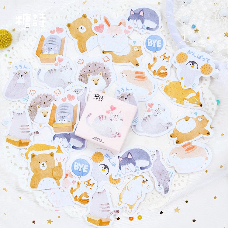 Set 45 nhãn dán hình động vật dùng trang trí