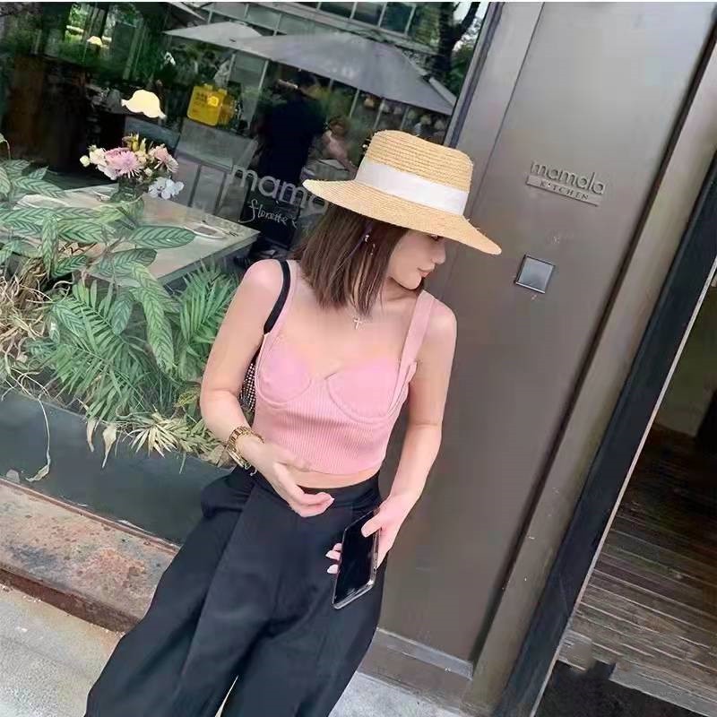 DUNEA Áo Tank Top Dệt Kim Hai Dây Dáng Ngắn Thời Trang Quyến Rũ Cho Nữ