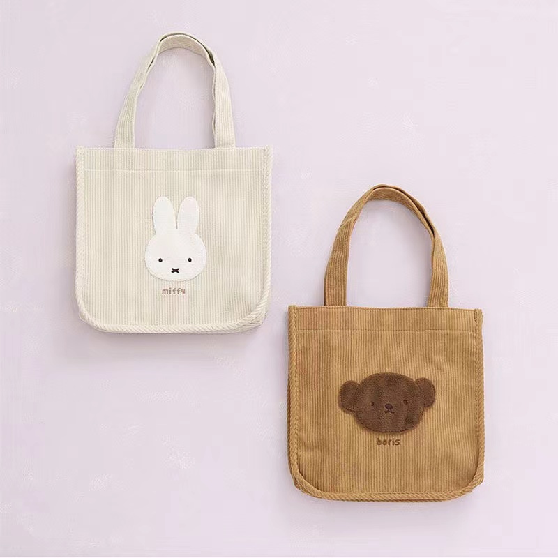 Túi Xách Vải Nhung Kẻ Miffy Phong Cách Thời Trang Nhật Bản