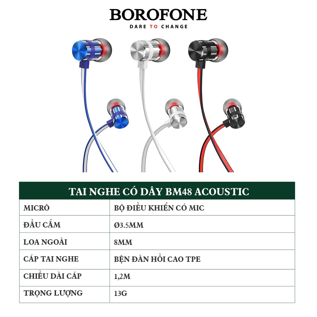Tai nghe có dây nhét tai BOROFONE BM48 Acoustic - AK Mobile