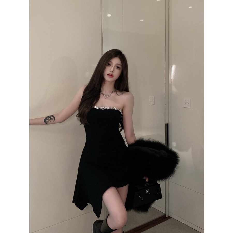 Đầm nữ đuôi cá dáng ngắn xẻ tà cúp ngực thời trang nữ Emilyshop ulzzang
