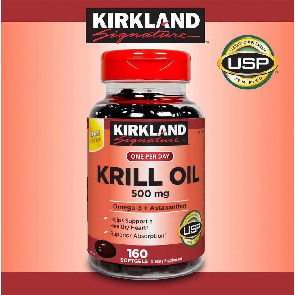 Dầu nhuyễn thể  Kirkland Signature Krill Oil 500mg 160 viên