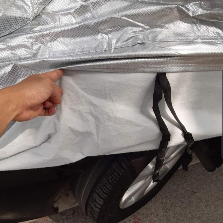 Bạt phủ xe ô tô tráng nhôm cao cấp có phản quang,chống nóng, chống nước, có khóa kéo cánh cửa