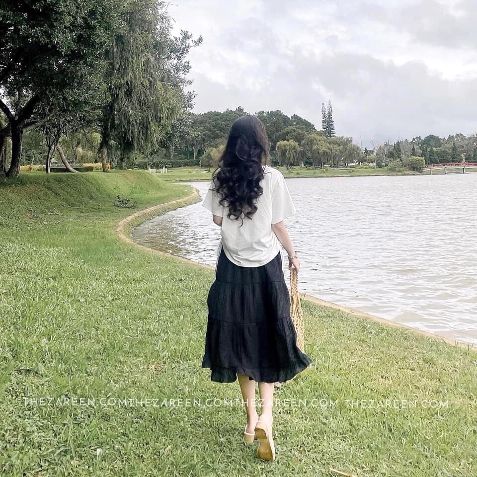 Chân váy tầng đũi nhăn dáng xòe nữ - Đầm cạp chun lưng cao phối đuôi cá màu đen ulzzang SIÊU ĐẸP | BigBuy360 - bigbuy360.vn