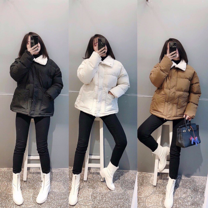 ÁO PHAO TÚI HỘP CỔ LÔNG