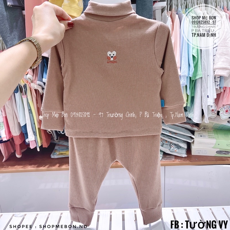 Bộ giữ nhiệt vải tăm Mompa cho bé trai bé gái