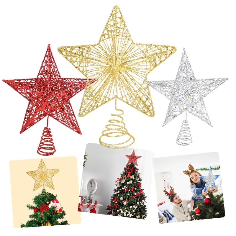 Ngôi Sao / Núi Rỗng Lấp Lánh 25cm Trang Trí Cây Thông Giáng Sinh