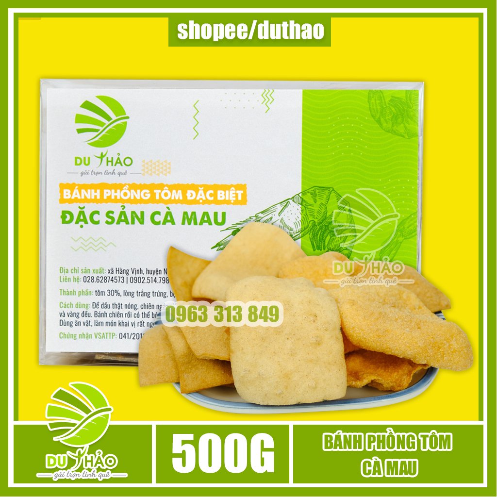 500gr bánh phồng tôm Cà Mau Du Thảo, bánh phồng chuối, bánh phồng khoai môn, đặc sản Cà Mau, làm món khai vị, đồ ăn vặt