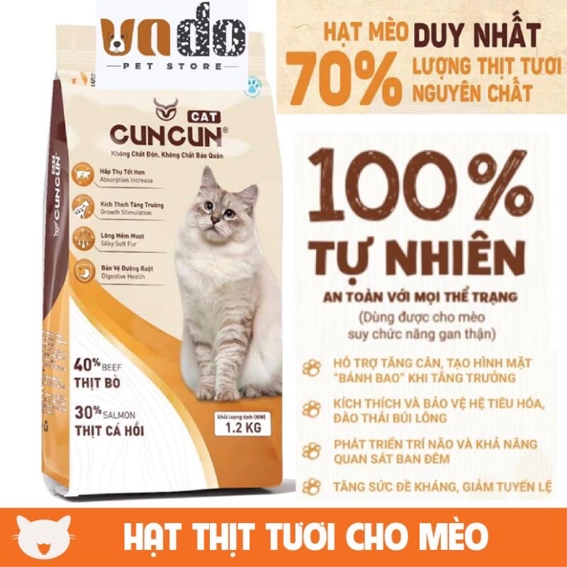 [Combo 10 gói] Hạt mèo CunCun Cat 1.2kg - Thức ăn khô cho mèo tiện dụng