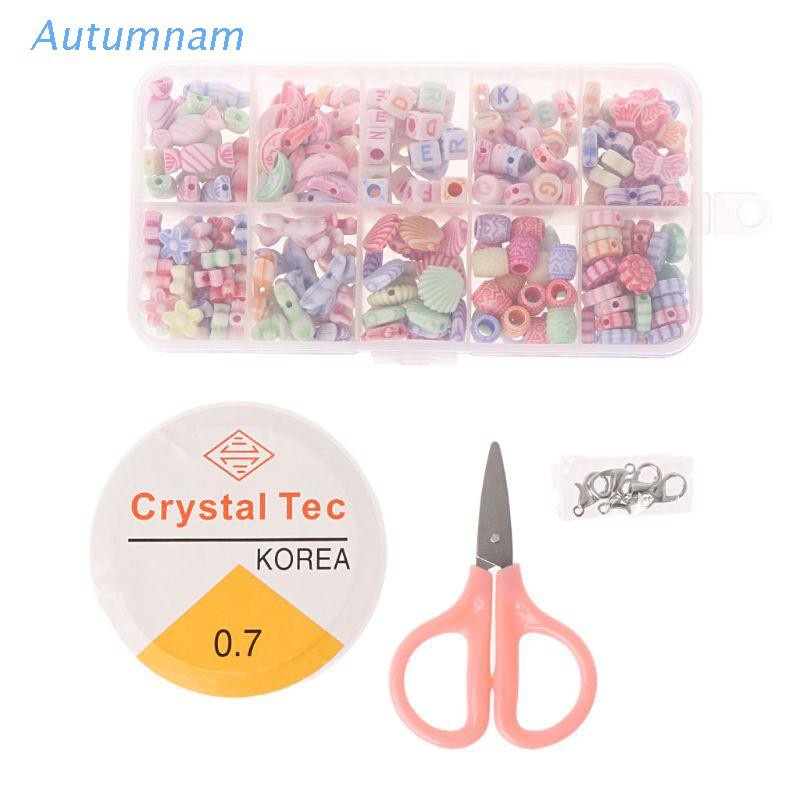 Bộ hộp hạt nhựa acrylic hoạt hình làm thủ công/trang sức/dây chuyền cho bé