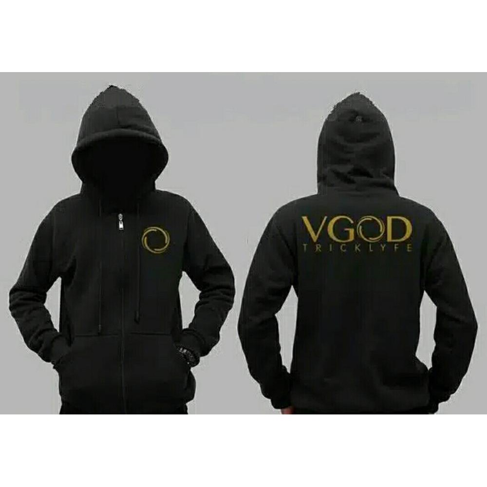 Áo Khoác Hoodie Phối Khóa Kéo In Chữ Vgod Tricklyfe Độc Đáo