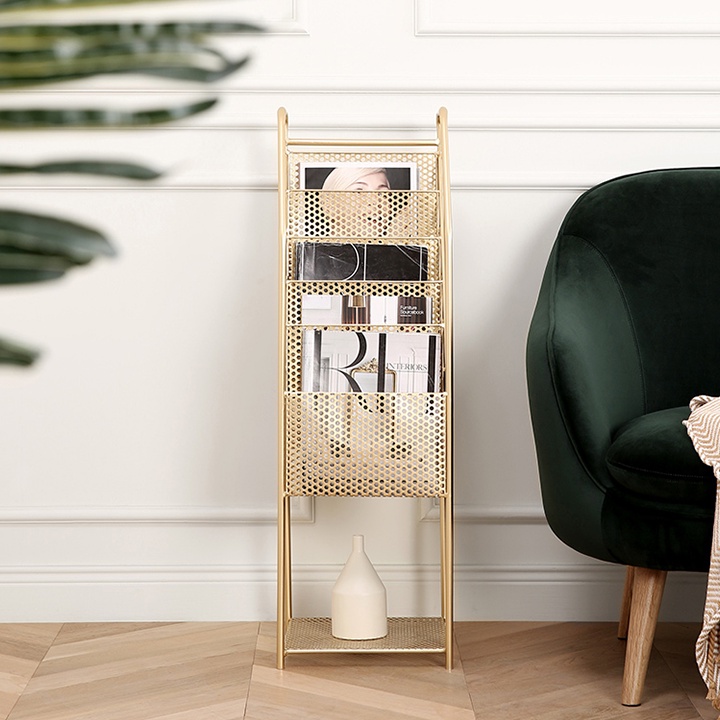 Kệ để sách , báo tạp chí trưng bày đa năng , Gía để sách báo 5tầng bằng kim loại cao cấp