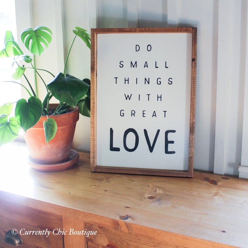 Tranh gỗ handmade - Do Small Things With Great Love - Decor phong cách vintage