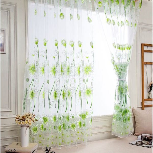 Rèm cửa sổ in hoa bằng vải tulle