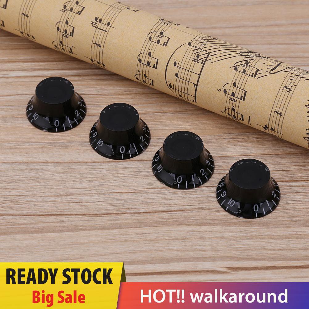 Walk 4pcs Transparent Acrylic Electric Guitar Bass Volume Knob Potentiometer Cap