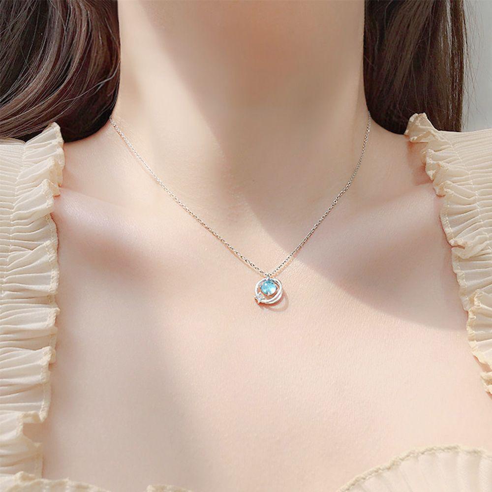 FORBETTER Dây ChuyềN MặT HìNh ChìA KhóA ĐíNh Đá Sapphire