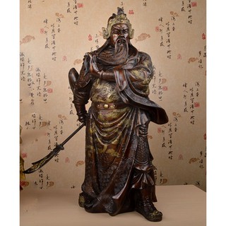 Tượng Quan Công Vân Trường đứng bằng đồng thau màu hun
