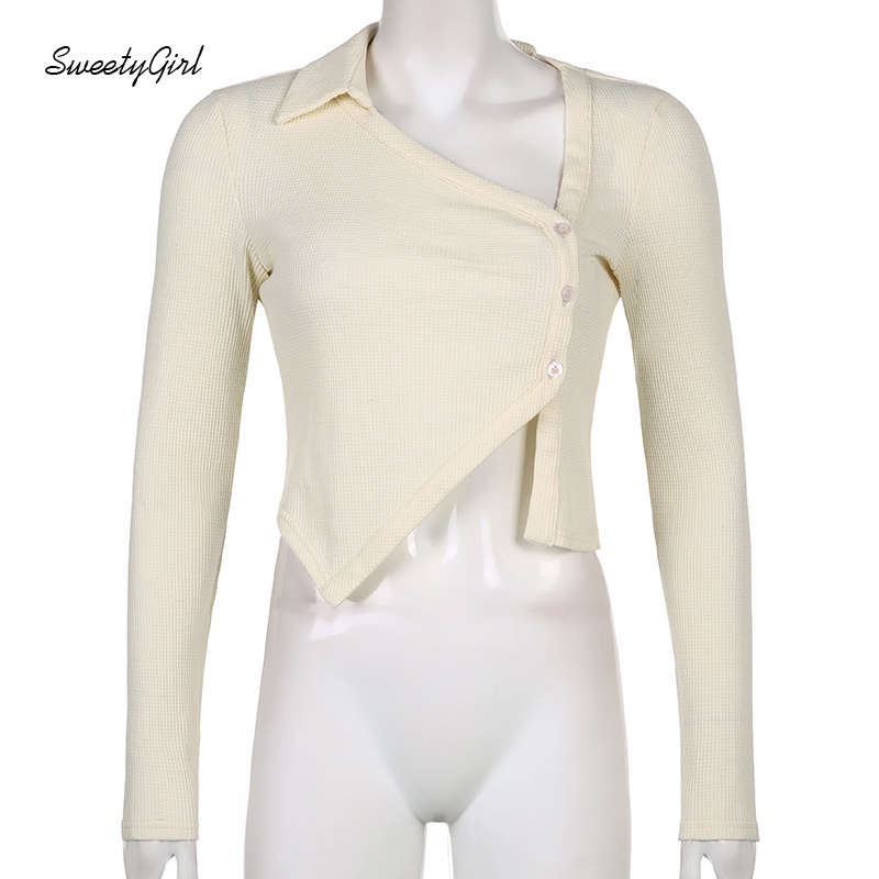 Áo Thun Tay Dài Màu Trơn Cài Nút Thời Trang 2022 Quyến Rũ Cho Nữ