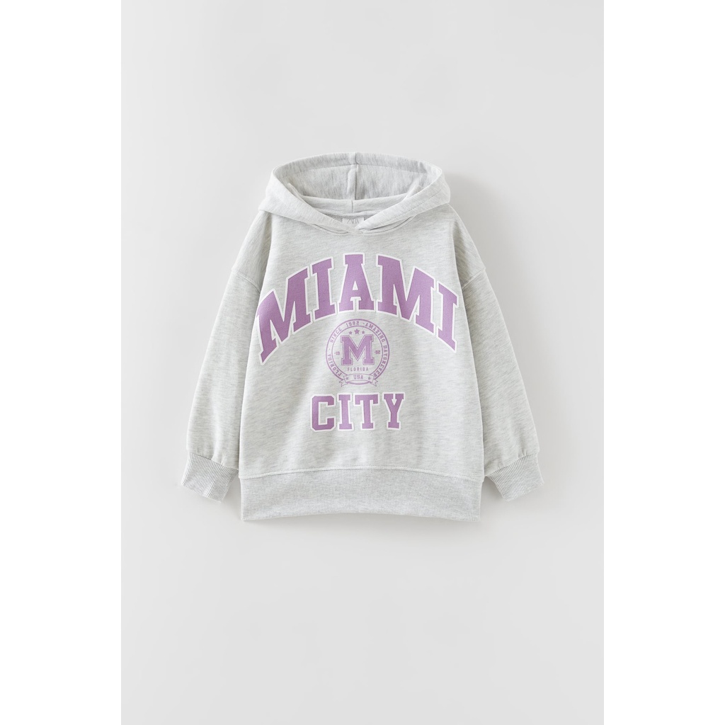 Áo hoodie kid slogan miami size 8 tuổi - ZARA kid authentic