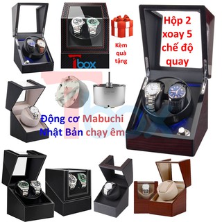 Hộp xoay đồng hồ cơ Tbox cho 1-2 chiếc- Hộp đựng đồng hồ cơ bằng gỗ hoặc da động cơ Mabuchi Nhật Bản