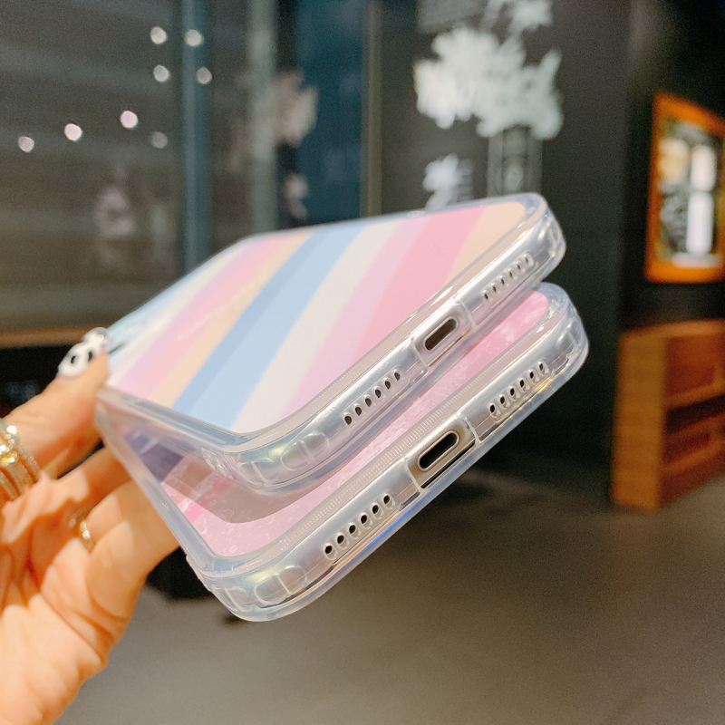 Soft Silicone Transparent Case iPhone 6 6s 7 8 Plus 11 Pro XS Max XR X SE 2020 iphone 12 Pro Max Rainbow Phone Cover Back Cases