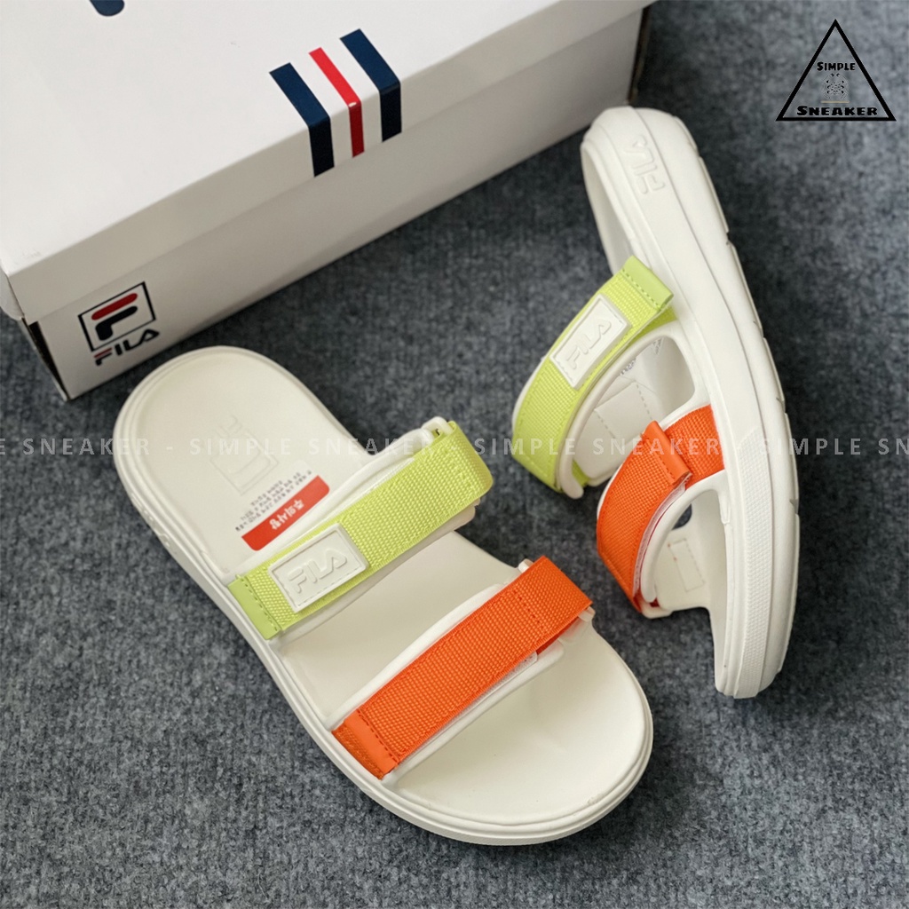 Dép Sandal Fila Pong Chính Hãng 🔴SIMPLE SNEAKER🔴 Sandal Fila Pong Cream Orange Dép Quai Ngang Nam Nữ