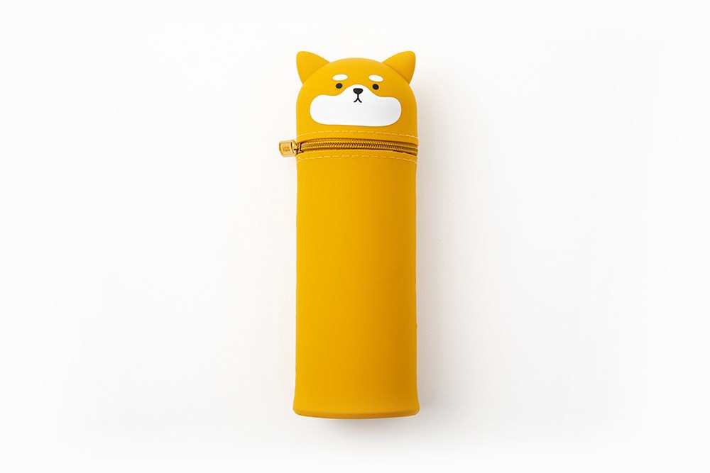 Túi Đựng Bút Chì ARTBOX Hàn Quốc Dáng Tròn Silicone Họa Tiết Hình Shiba Màu Nâu