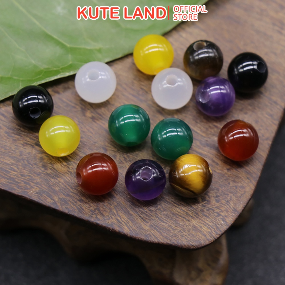 Đá Thanh Tẩy Hình Tròn Size 8 Mm Có Xỏ Lỗ 2 Mm Nhiều Mẫu Được Chọn Màu DA91