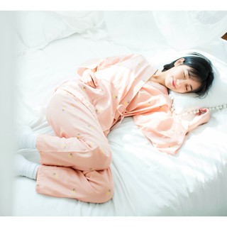 Bộ kimono hoa cotton 100% mặc sau sinh dài và lỡ set thường