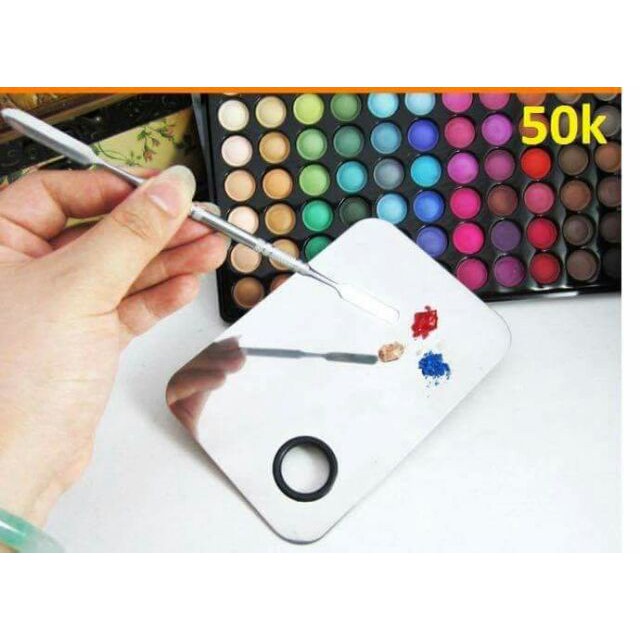 Khay Trộn Nền Inox Tặng Kèm Que Hỗ Trợ Mix Kem Nền chuyên dùng trong make up