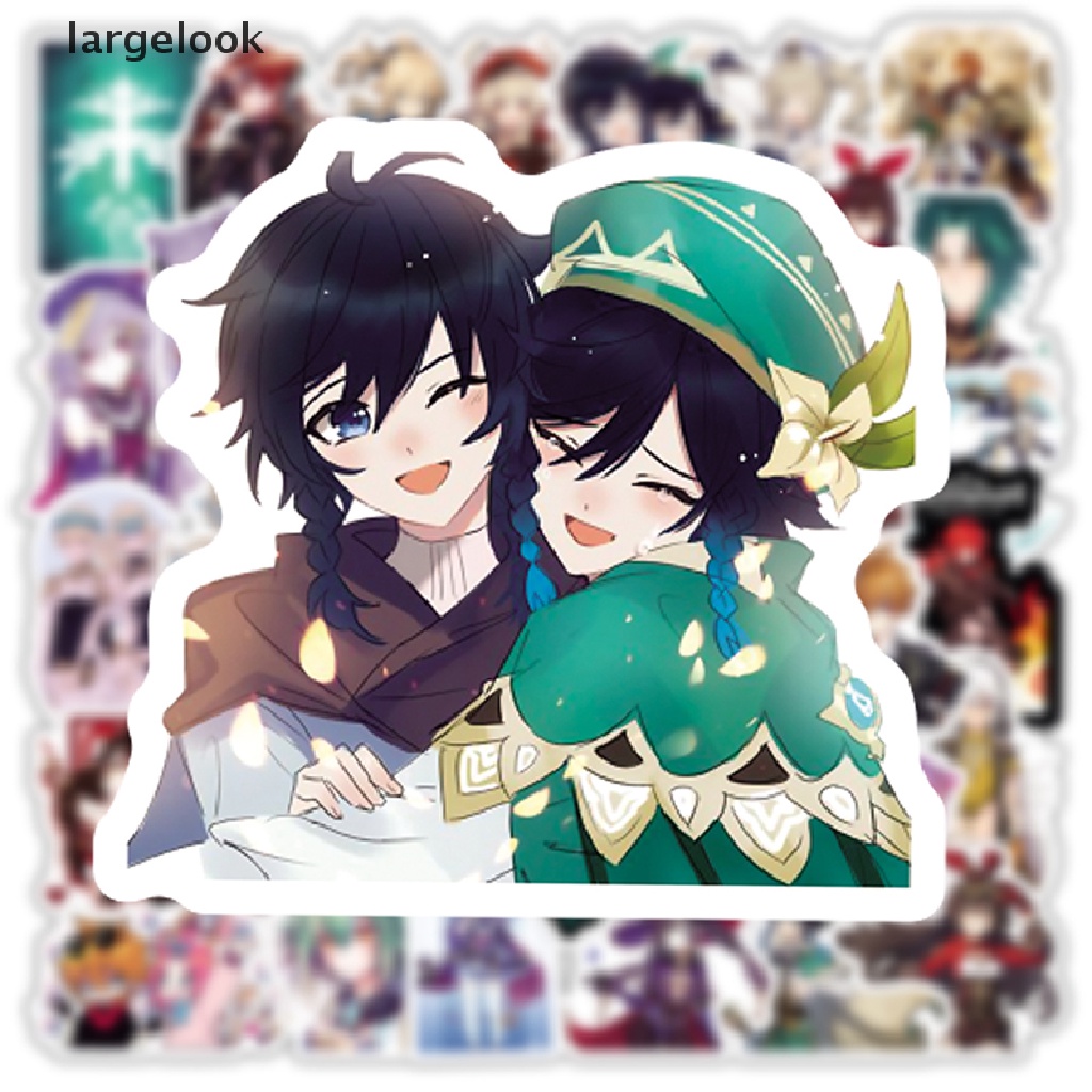 Set 50 miếng dán trang trí laptop/ guitar/ ván trượt/ va li họa tiết hoạt hình Genshin