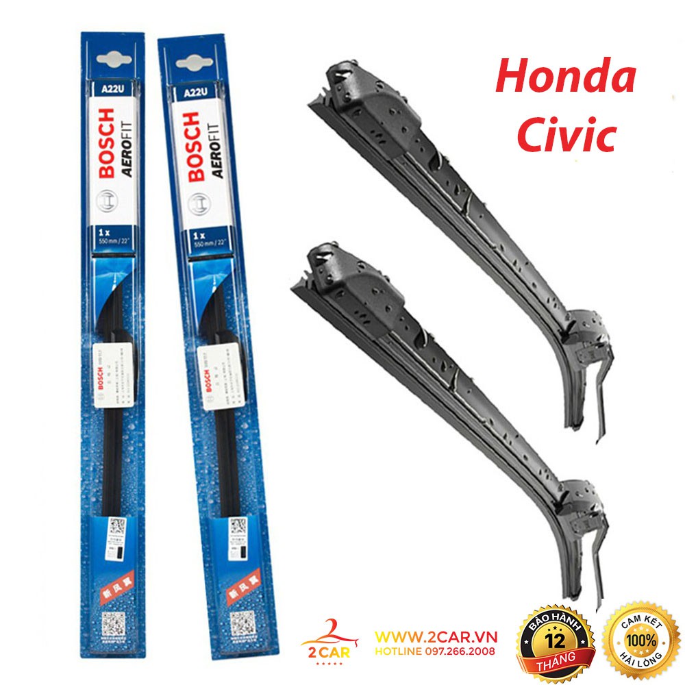 Gạt mưa xe Honda Civic gạt mềm không xương chính hãng Bosch ( Giá 1 đôi ) 26-18 inch