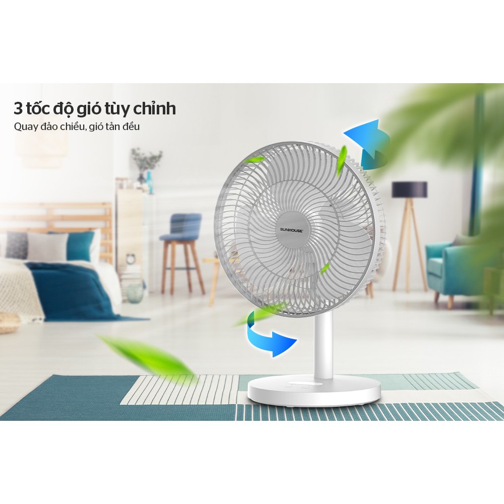 QUẠT SẠC TÍCH ĐIỆN SUNHOUSE SHD7115 (an toàn tiết kiệm chống nóng)