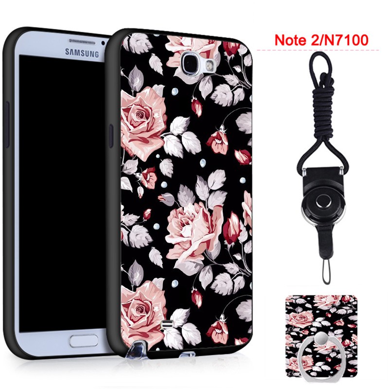 Ốp điện thoại có giá đỡ và dây đeo in hình nhiều màu sắc độc đáo cho Samsung Galaxy Note 2/N7102/N7100