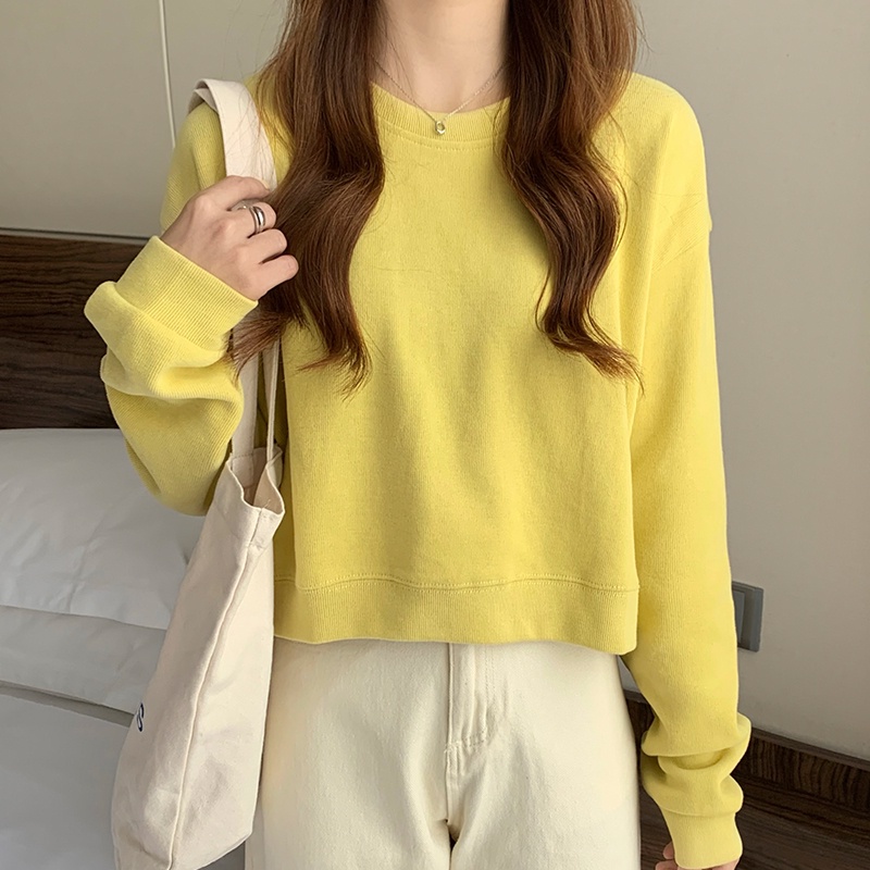 Áo sweater SUXI cổ tròn dáng rộng đơn giản thời trang dành cho nữ