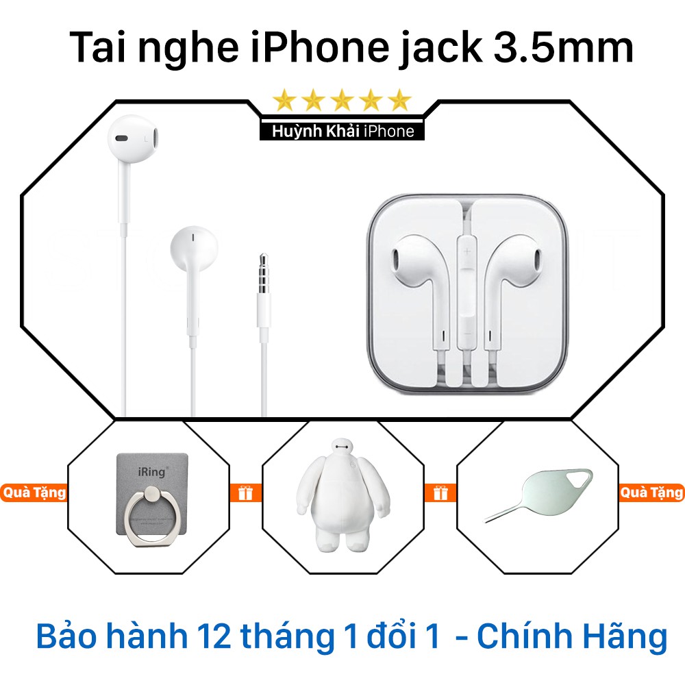 Tai nghe iPhone 6s zin ( Dùng cho các dòng iPhone iPad hỗ trợ jack 3.5mm ) - Không hộp