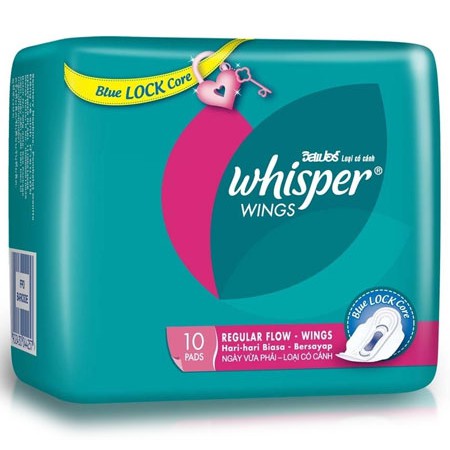 Băng vệ sinh Whisper mặt bông dày cánh 10 miếng