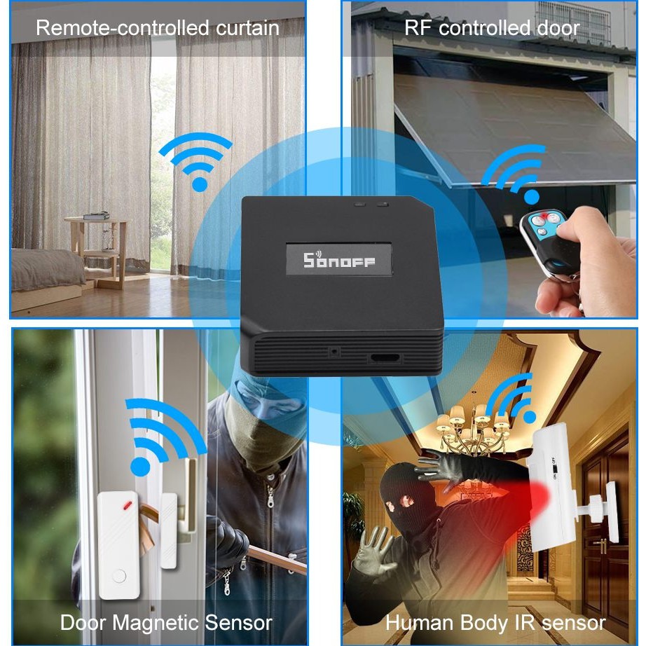 Sonoff RF Bridge RF433 - Hỗ Trợ Điều Khiển Thiết Bị Và Cảnh Báo Qua Wifi.