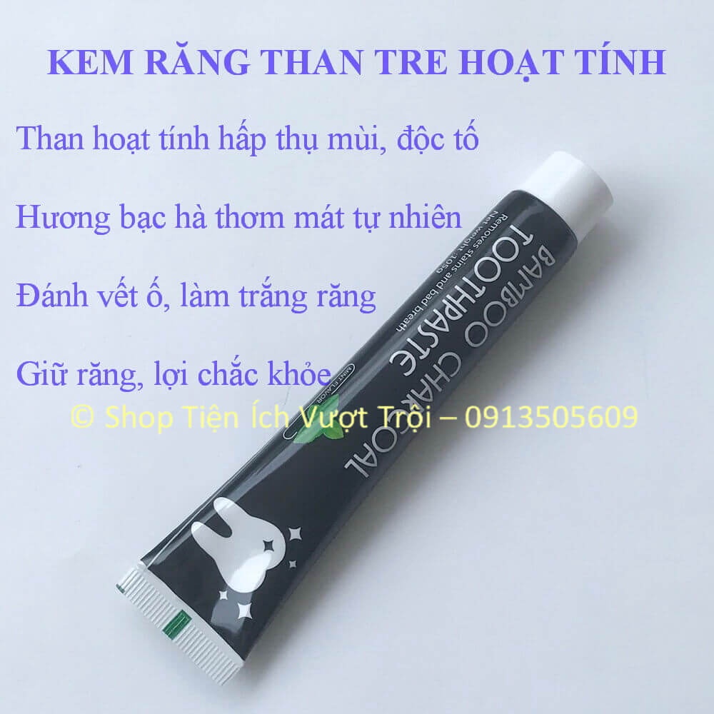 Kem đánh trắng răng than tre hoạt tính, thành phần tự nhiên, trắng răng, hơi thở thơm tho-Shop Tiện Ích Vượt Trội