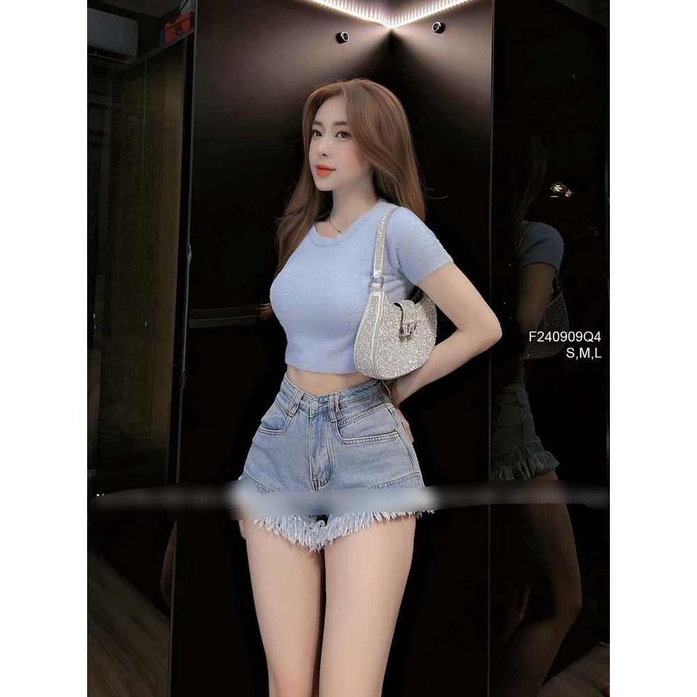 Quần short jean lai tua lưng cao hàng đẹp!