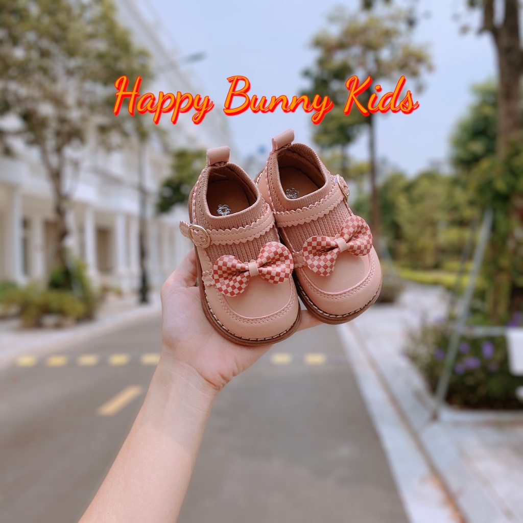 Boots Giày Cổ Chun Quai Dính Kèm Nơ 2 Màu Cực Xinh Cho Bé Gái 0-3 Tuổi KB159