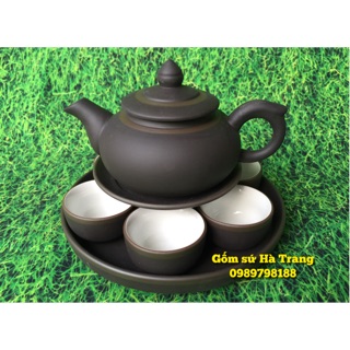 Bộ ấm chén tử sa cao cấp dáng chóp nhỏ  Gốm sứ Bát Tràng
