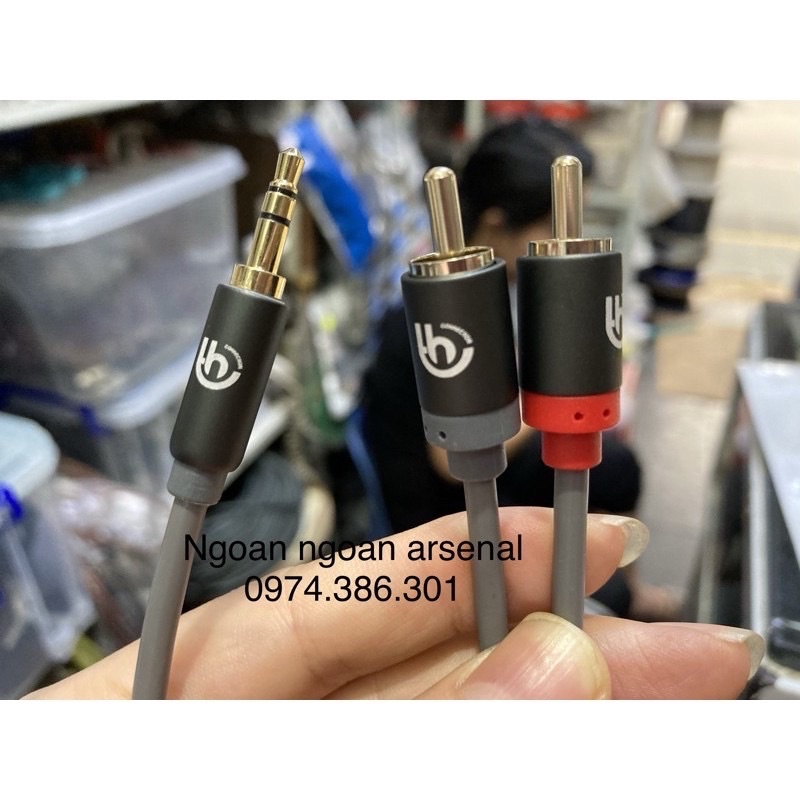 Dây tín hiệu 3,5 ra 2 rca hoa sen - av nhập khẩu từ 1 mét đến 10 mét