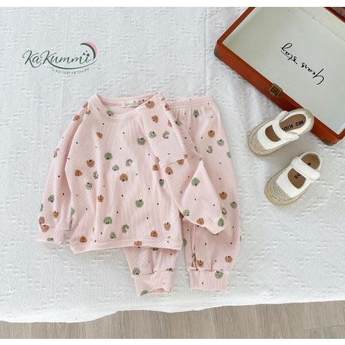 Set quần áo dài tay vai rơi cổ viền  Kakummi