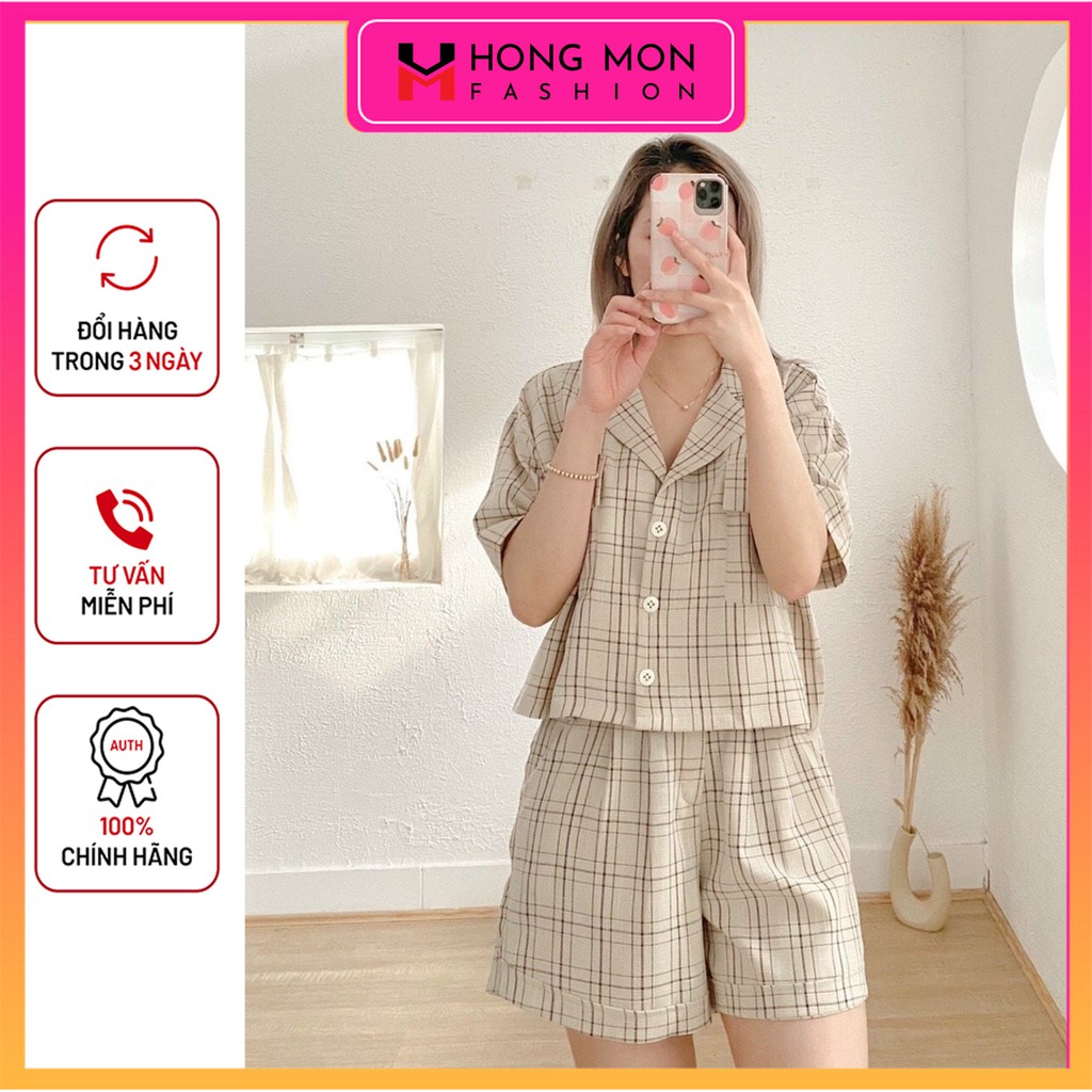 [FREESHIP+ĐẸP LẠI SANG] Set Vest kẻ Croptop Kem Quần Sooc siêu cá tính, Set Bộ Vest Kẻ Croptop Chất Kẻ Thô Siêu Đẹp