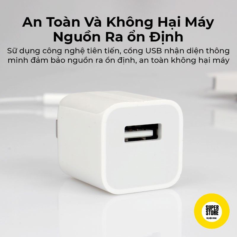 Bộ củ cáp sạc nhanh cho điện thoại 5, 6, 7, 8, X, 11 cóc sạc vuông không kén máy, không báo lỗi, không loạn cảm ứng